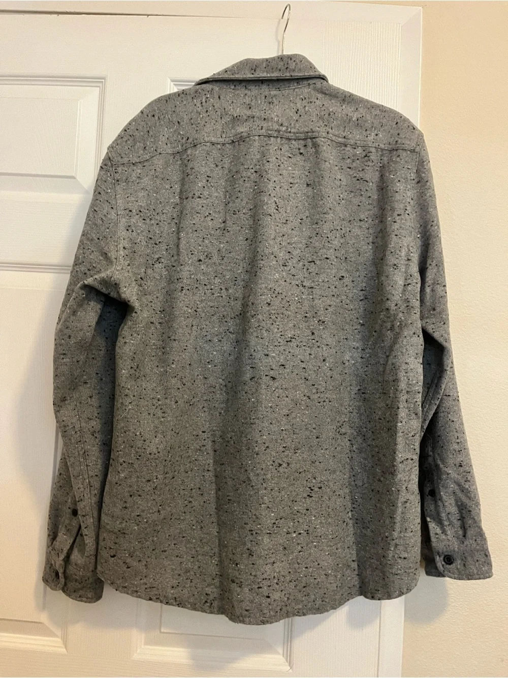 J. Crew Gray Speckled Button-Front Shirt Jacket